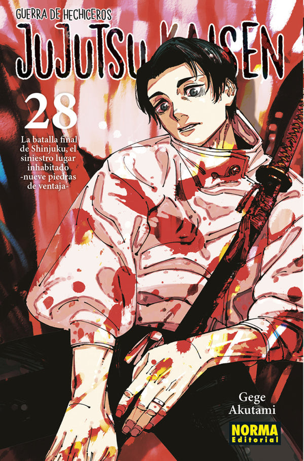 Portada de Jujutsu Kaisen 28 de Gege Akutami, edición en castellano de Norma Editorial