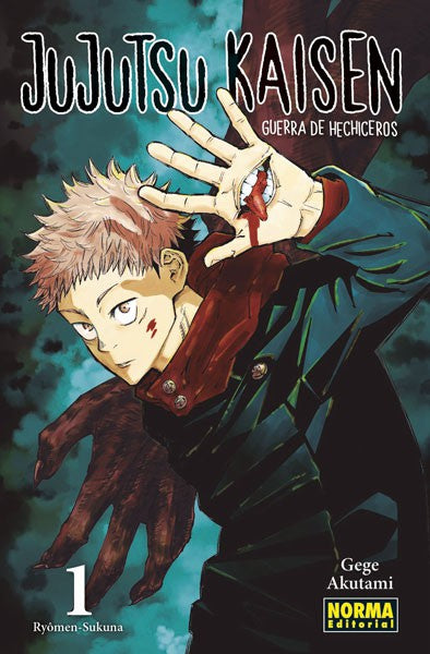 Portada de Jujutsu Kaisen 01 de Gege Akutami, edición en castellano de Norma Editorial