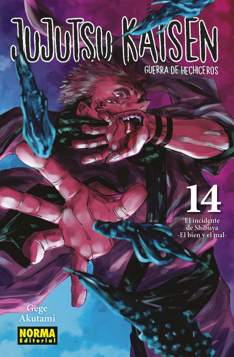 Portada de Jujutsu Kaisen 14 de Gege Akutami, edición en castellano de Norma Editorial